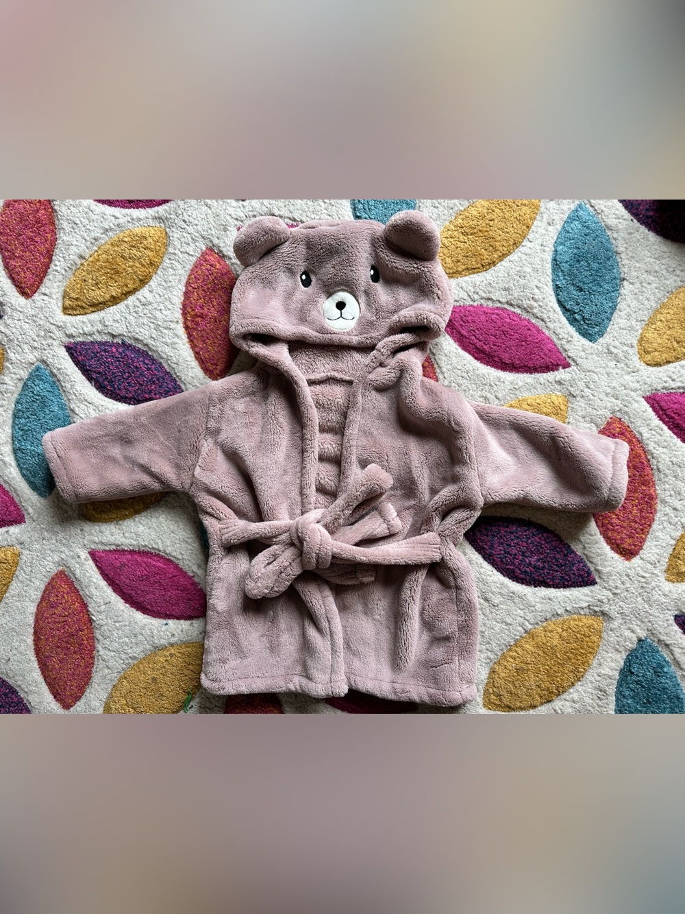 Baby Bear Hooded Robe - Mauve Plush